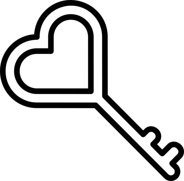 çizgi vektör simgesi, kalp şeklinde anahtar 