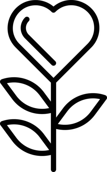 kalp şeklinde çiçek içeren çizgi vektör simgesi
