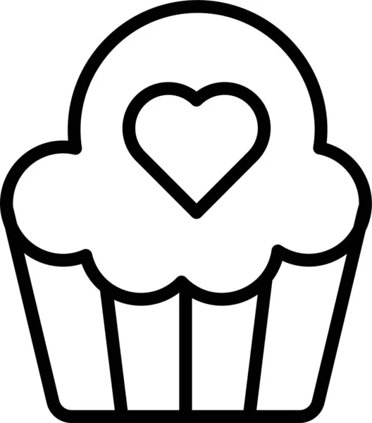 Line Vector Icon Heart Shape Cake — Stock Vector