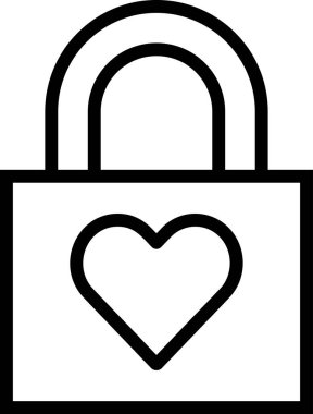 kalp şekli kilidi olan çizgi vektör simgesi
