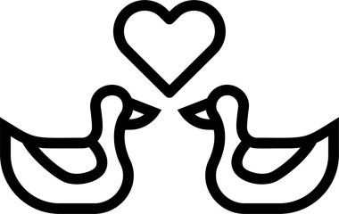 kalp ve ördek simgesi, vektör illüstrasyonu