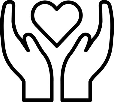 kalp ellerinde, çizgi vektör simgesi
