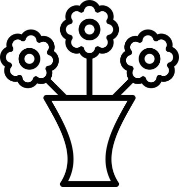 Vazodaki çiçekler, çizgi vektör simgesi.