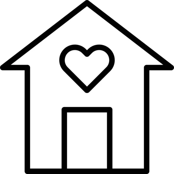 Emlak çizgisi vektör simgesi, kalp sembollü ev, favori ev 