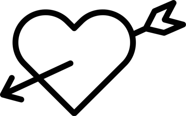 Лінія Вектор Значок Серцем Проколотий Стрілкою — стоковий вектор