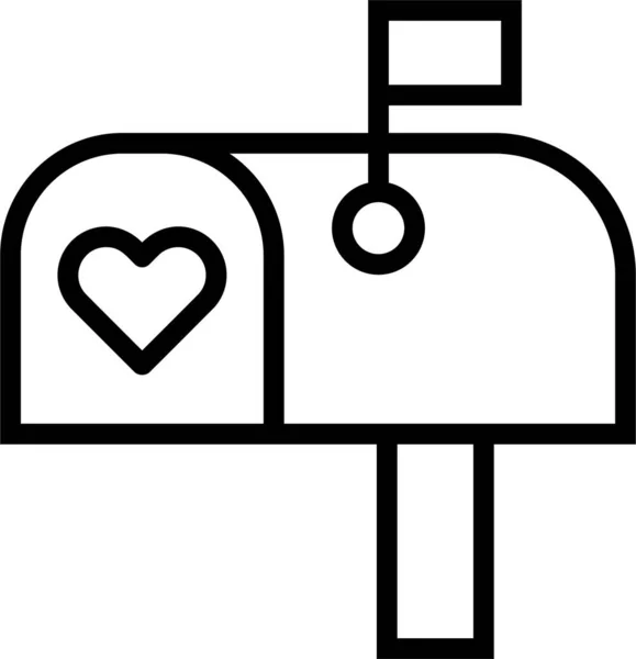 Kalp sembollü posta kutusu, satır vektör simgesi