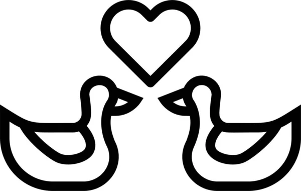 Εικονίδιο Καρδιά Και Πάπιες Διανυσματική Απεικόνιση — Διανυσματικό Αρχείο