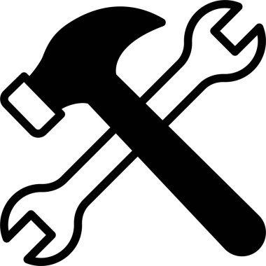 Çekiç ve anahtar vektör simgesi