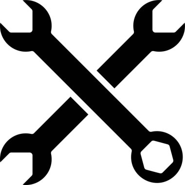 İngiliz anahtarı ve tornavida düz simgesi beyaz arkaplan, vektör, illüstrasyon ve tornavida vektör simgesi üzerinde izole