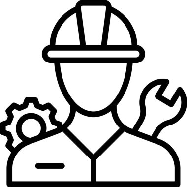 Beyaz arkaplan, vektör ve illüstrasyon üzerinde izole edilmiş güvenlik miğferi ve ingiliz anahtarı düz simgesi 