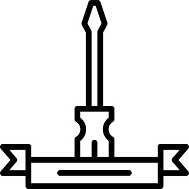 Beyaz arkaplan, vektör, illüstrasyon üzerinde izole edilmiş kurdele düz simgesi olan tornavida