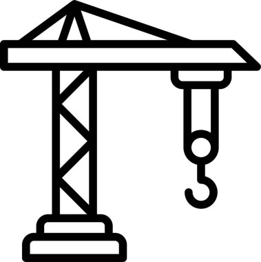 Beyaz arkaplanda izole edilmiş vinç düz simgesi, vektör, illüstrasyon