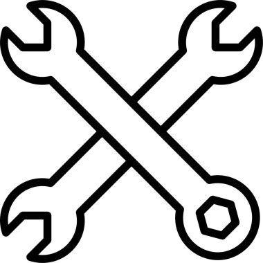 İngiliz anahtarı düz simgesi beyaz arkaplan, vektör, illüstrasyon üzerinde izole