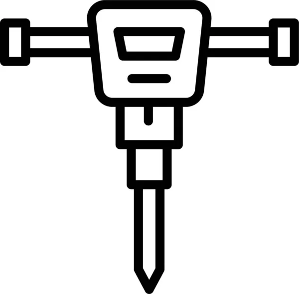 Bau Presslufthammer Flaches Symbol Isoliert Auf Weißem Hintergrund Vektor Illustration — Stockvektor