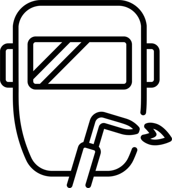 Kaynak maskesi ve kaynak makinesi düz simgesi beyaz arkaplan, vektör, illüstrasyon izole