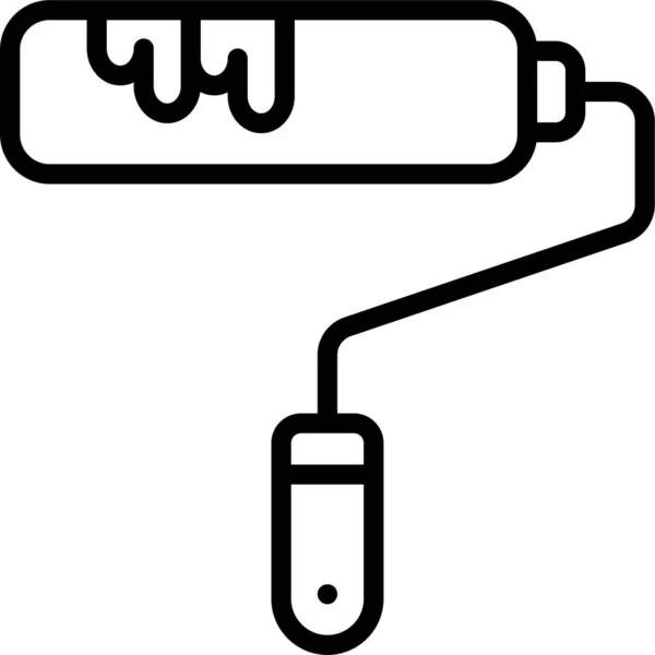 Beyaz arkaplanda izole edilmiş boya silindirli düz simge, vektör, illüstrasyon