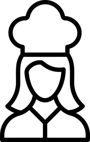Beyaz arka planda, vektörde, resimde izole edilmiş, şef şapkalı kadın aşçı.