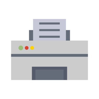 Beyaz arkaplanda düz stil yazıcı simgesi izole. ofis sembolü vektör illüstrasyonu