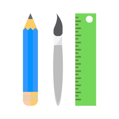 Kalem ve cetvel simgesi. Eğitim ve okul teması. Yalnız tasarım. vektör illüstrasyonu