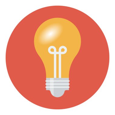 Beyaz arkaplanda düz bir şekilde ampul simgesi