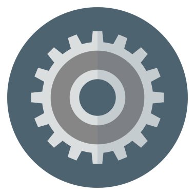 Fazla renkli ilkel düğmelerdeki dişli simgesi. bu yuvarlak düz bicolor simgeleri bir düz mavi renkte çizilmiş