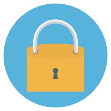 Vektör simgesini kilitle. biçim iki renkli düz sembol, mavi ve gri renkler, yuvarlak açılar, beyaz arkaplan