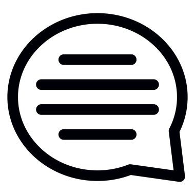 Konuşma balonu ikonu. biçim iki renkli düz sembol, siyah renk, yuvarlak açılar, beyaz arkaplan