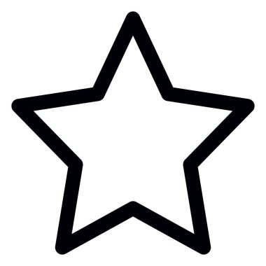 Yıldız vektör simgesi. biçim düz grafik sembolü, siyah renk, yuvarlak açılar, beyaz arkaplan