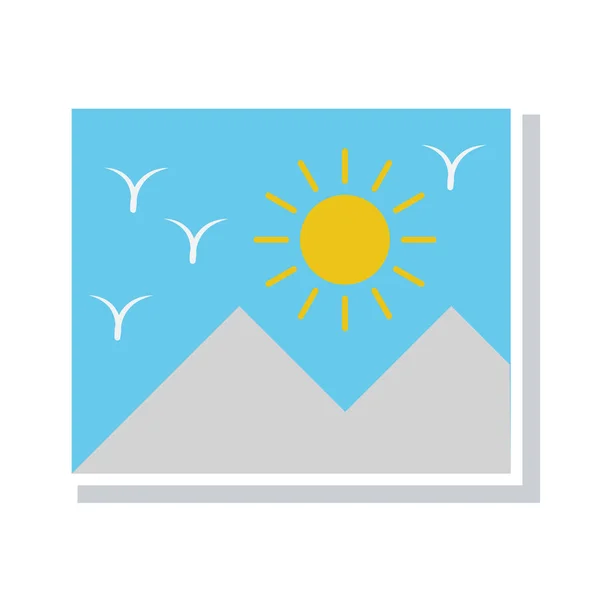 Zon Wolken Pictogram Vectorillustratie — Stockvector