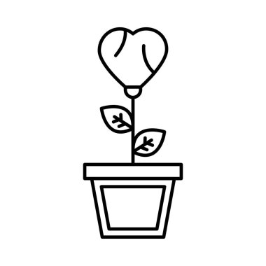 Beyaz arkaplanda siyah tarzda izole edilmiş bir çiçek simgesi. bahçe sembolü çizimi.