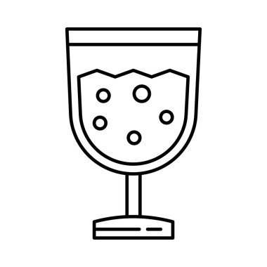 Beyaz arkaplanda izole edilmiş ana hatlı cam simgesi. alkol sembolü vektör çizimi.