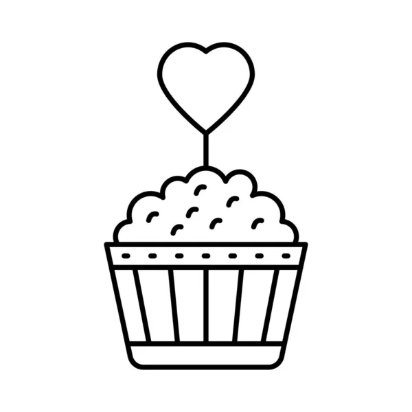 白を基調としたブラックスタイルのケーキアイコン バレンタインデーのシンボルベクトルイラスト — ストックベクタ