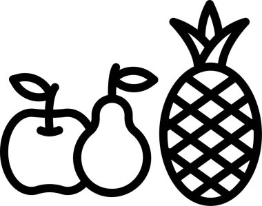 elma, armut ve ananasın vektör çizimi