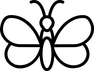 Beyaz arkaplanda siyah renkli kelebek simgesi var. böcekler sembolü