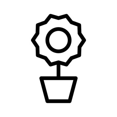 bir saksıdaki çiçek düz vektör simgesi