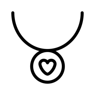 kalp şeklindeki kolyeli çizgi vektör simgesi