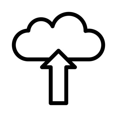 yukarı ok ile bir bulutun düz vektör simgesi