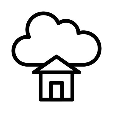 Evi olan bulutun düz vektör simgesi