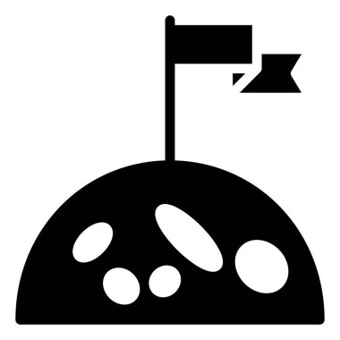 Gezegen simgesi tasarımının tepesindeki bayrak, vektör illüstrasyonu 