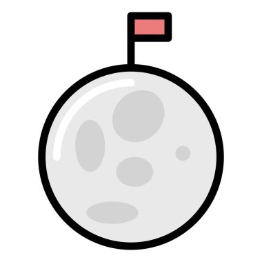 Gezegen simgesi tasarımının tepesindeki bayrak, vektör illüstrasyonu 