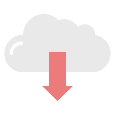 Aşağı ok ile bir bulutun düz vektör simgesi