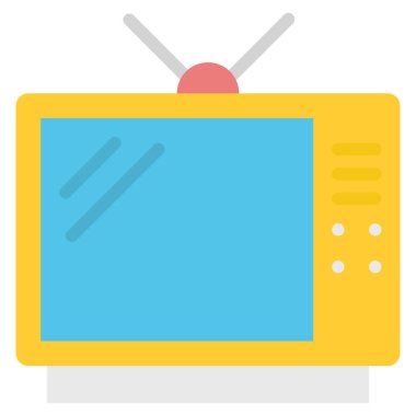 Vintage televizyonun vektör düz simgesi