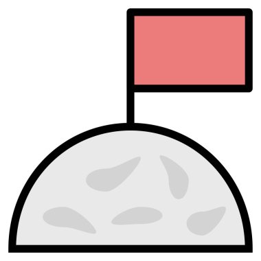 Gezegen simgesi tasarımının tepesindeki bayrak, vektör illüstrasyonu 