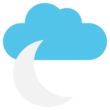 Hilal ayının bulutlu düz vektör simgesi 