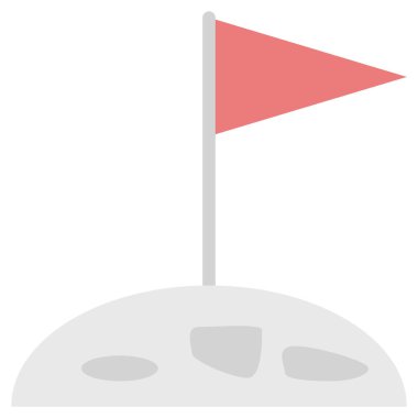 Gezegen simgesi tasarımının tepesindeki bayrak, vektör illüstrasyonu 