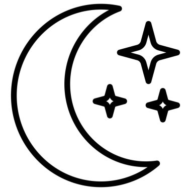 Hilal ayının yıldızlı düz vektör simgesi