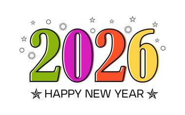 Renkli 2026 Mutlu Yıllar Kutlama Tasarımı