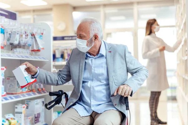 Shopping Baby Equipment Corona Virus Mature Male Person Wheelchair Protective — Stock Photo, Image