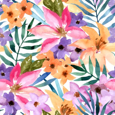 Dikişsiz suluboya çiçek desenli