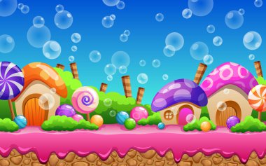 Seamless cartoon Candy land vector